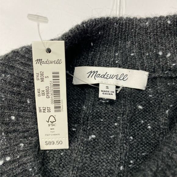 Madewell NWT Wool Blend Speckled Henley Sweater Black Sz S $89.50 Retail - Picture 3 of 6